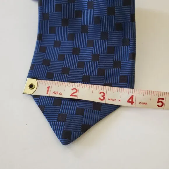Robert Talbott 100% Silk Necktie Handsewn Dark Blue Black Estate Designer Sharp